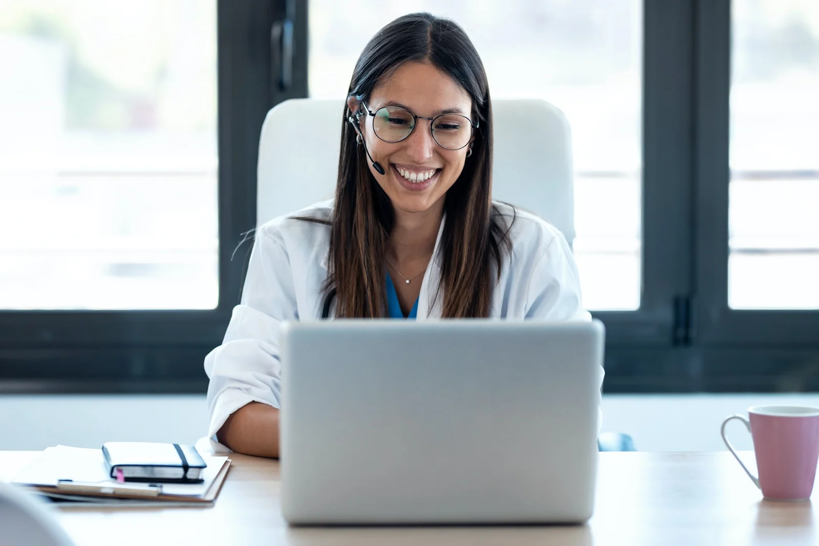 Doctor on a telehealth video consultation